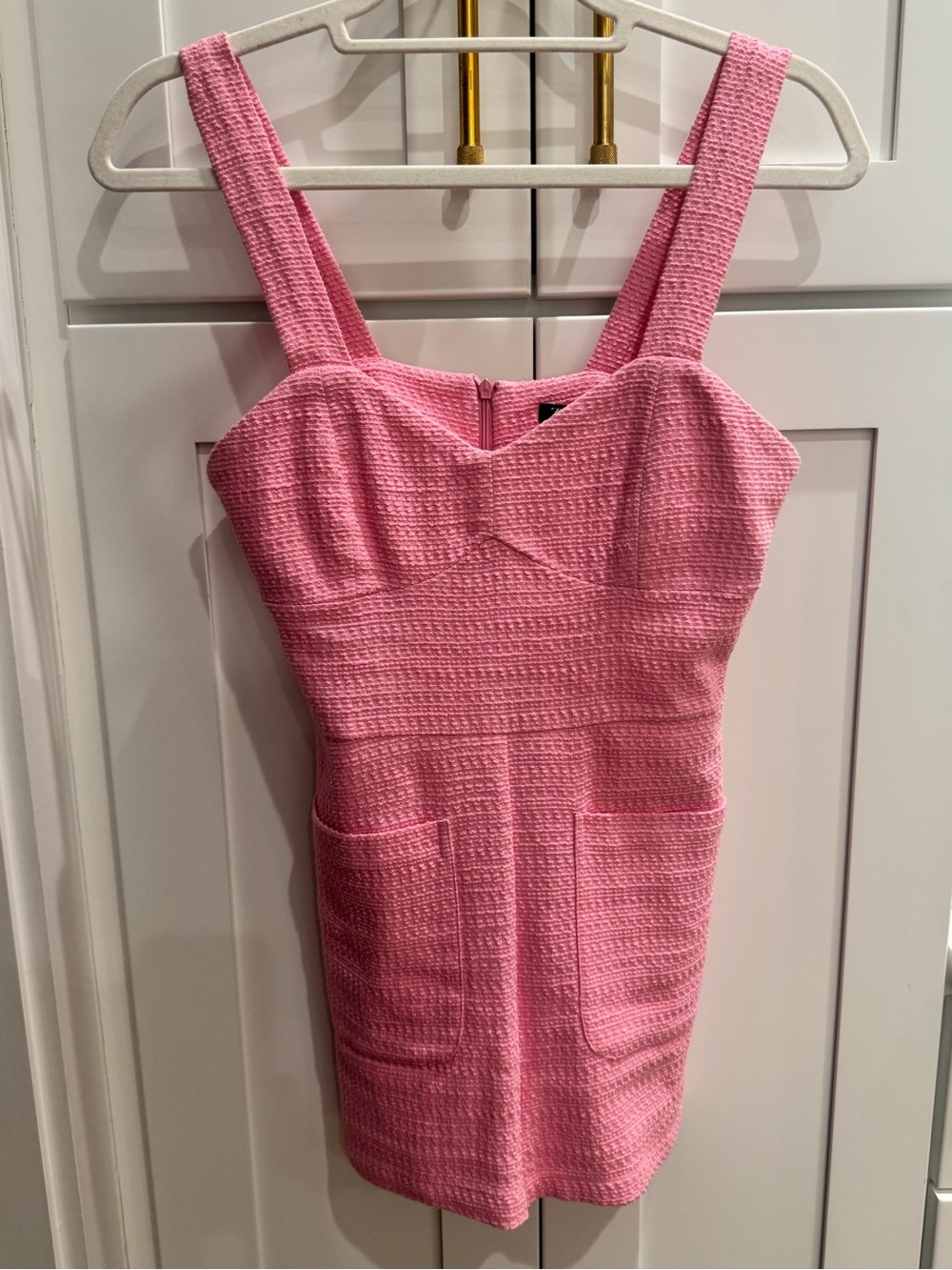 Zara Pink Textured Mini romper with Pockets